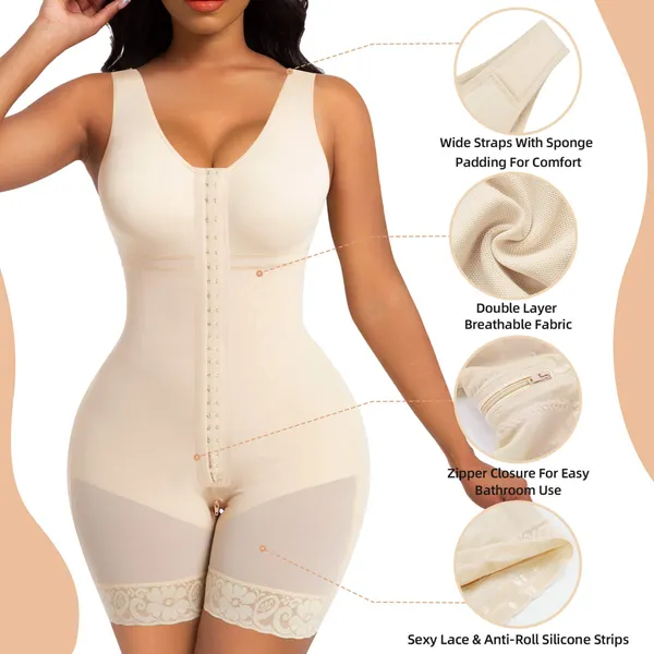 Full Body Sculpting Shapewear in Beige - Detail view